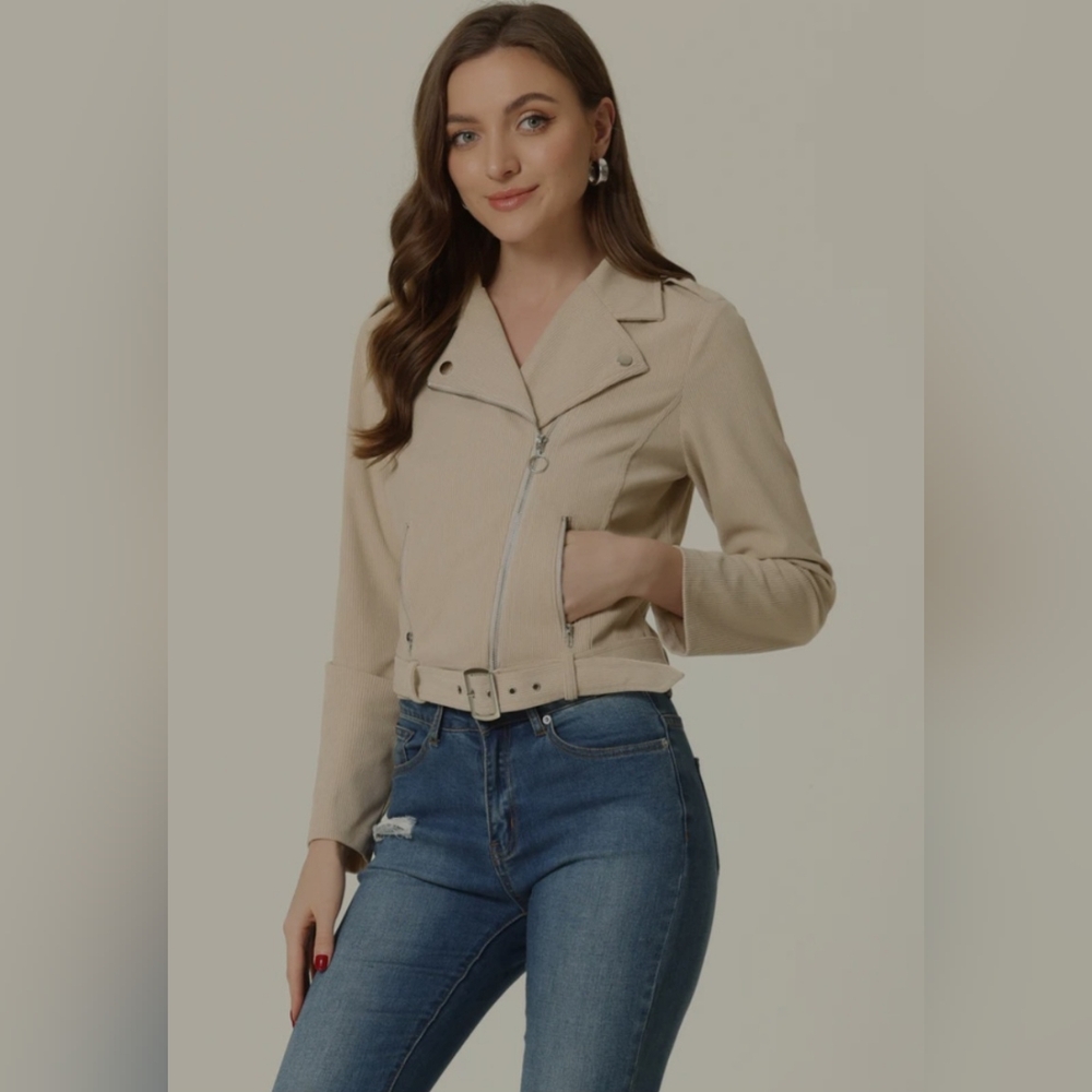 Allegra K | Corduroy Moto Jacket | Size XS